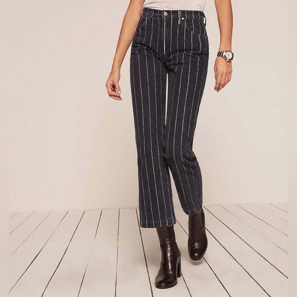 Reformation Roper Jeans “smart ass” NWT, women’s  29, black and white stripes